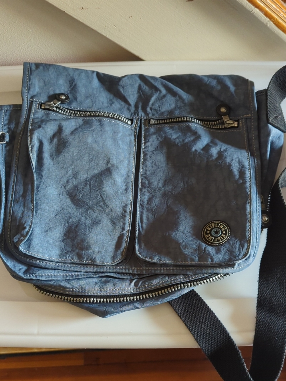 Kipling Slate Blue Nylon Messenger Bag
